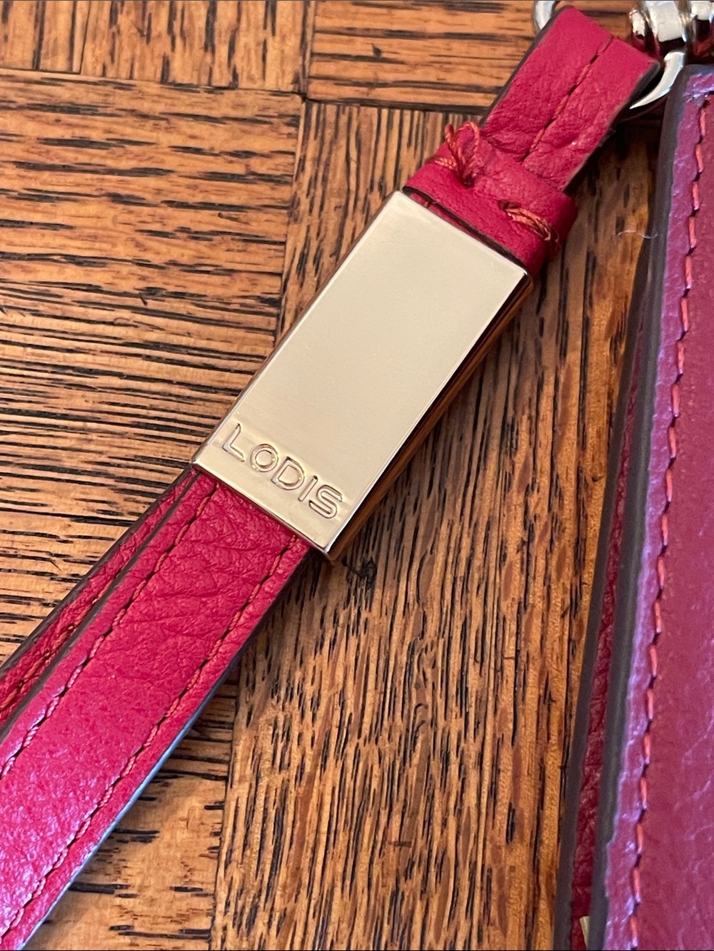 Lodis red  Leather Wristlet Clutch with Detachable Strap - Picture 2 of 6